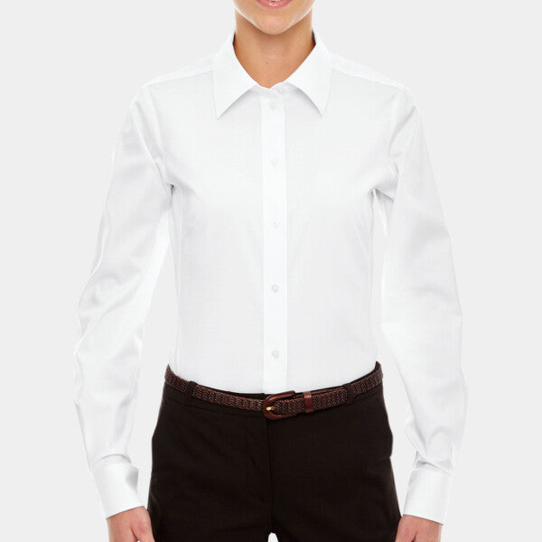 LADIES' CROWN COLLECTION® SOLID STRETCH TWILL WOVEN SHIRT