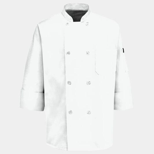 BUTTON CHEF COAT WITH THERMOMETER POCKET