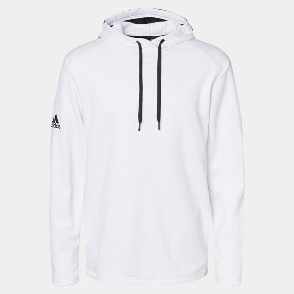TEXTURED MIXED MEDIA HOODED SWEATSHIRT