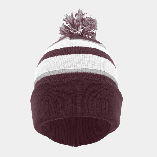 KNIT FOLD-OVER POM-POM BEANIE