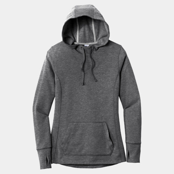 LADIES POSICHARGE ® TRI BLEND WICKING FLEECE HOODED PULLOVER