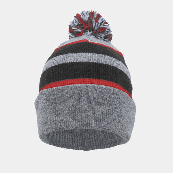 KNIT FOLD-OVER POM-POM BEANIE