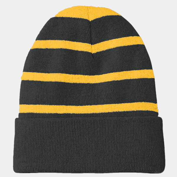 STRIPED BEANIE WITH SOLID BAND