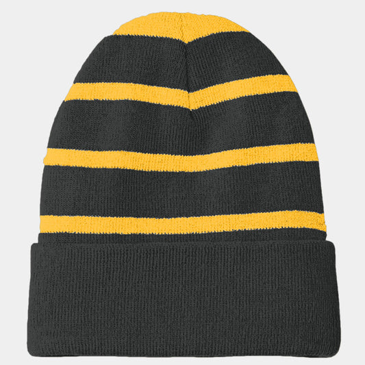 STRIPED BEANIE WITH SOLID BAND