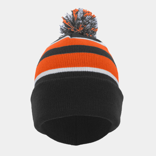 KNIT FOLD-OVER POM-POM BEANIE