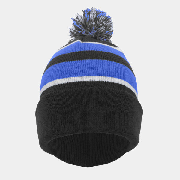 KNIT FOLD-OVER POM-POM BEANIE