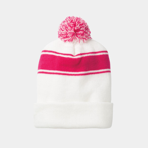 STRIPE POM POM BEANIE