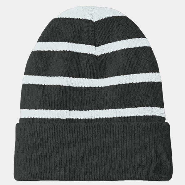 STRIPED BEANIE WITH SOLID BAND