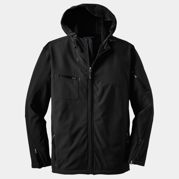 TEXTURED HOODED SOFT SHELL JACKET