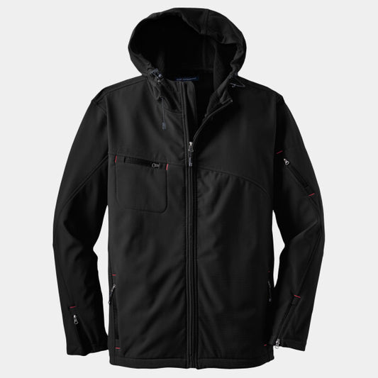 TEXTURED HOODED SOFT SHELL JACKET